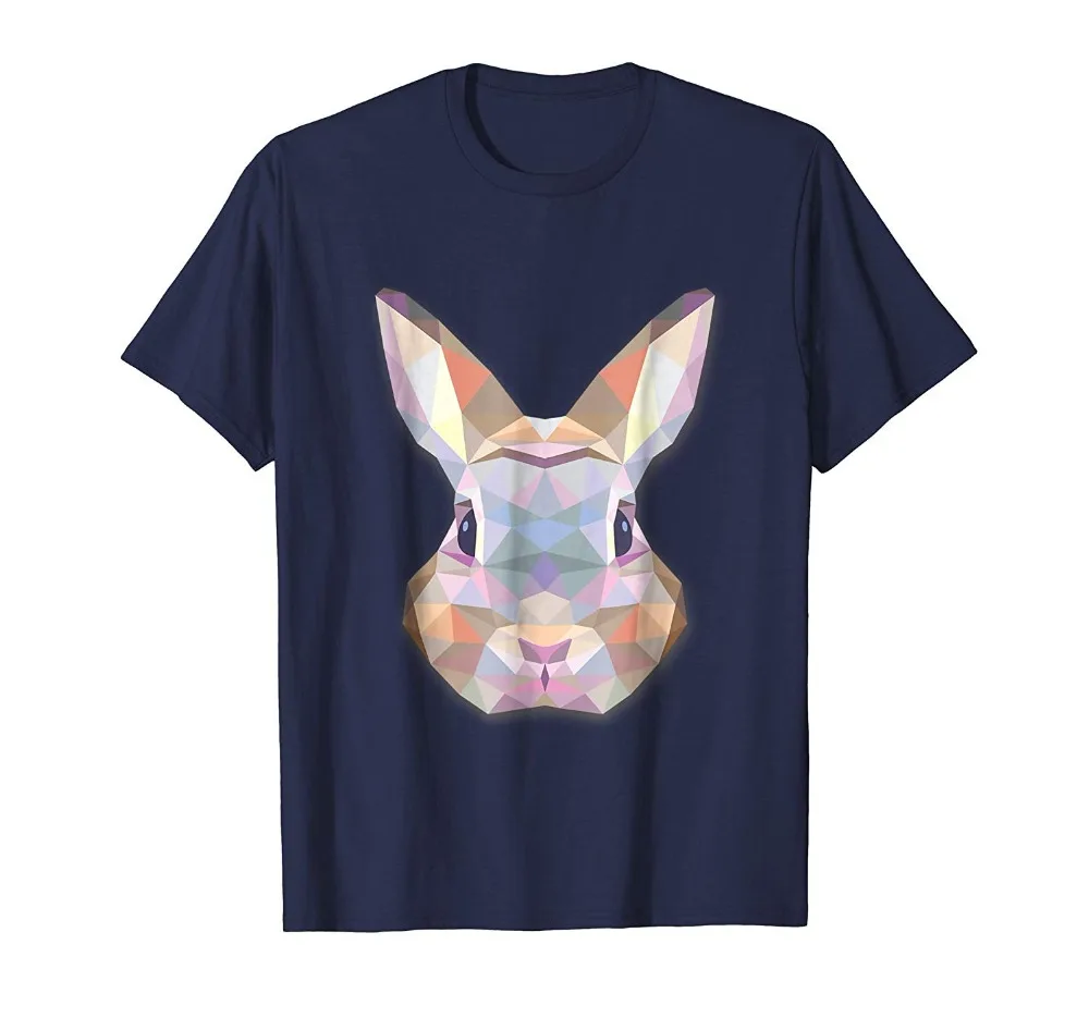 Cute Bunny Rabbit Polygonal Triangles Design Hot Summer Clothing Cotton Men T-Shirt High Quality Men Cool Tees Tops