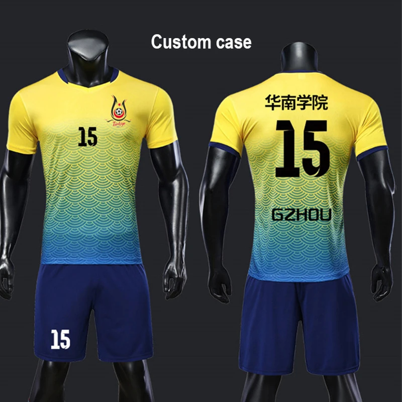 Professional Custom Adult Men 2020 Soccer Jerseys Set Football Uniforms Kit Boys Kids Breathable Futsal Shirt+Shorts Tracksuit