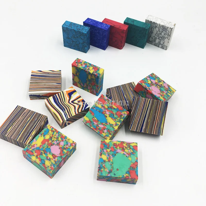 7 kinds color Artificial Turquoise DIY knife handle material For Damascus cutting tool septum 30x30x10mm