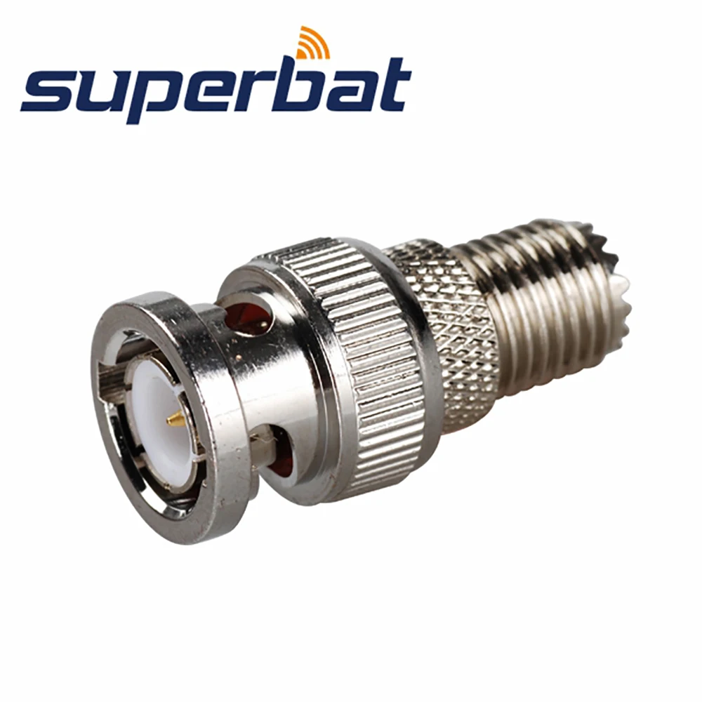 Superbat-adaptador mini-uhf a BNC, conector Coaxial recto de 5 piezas, mini-uhf hembra a BNC macho