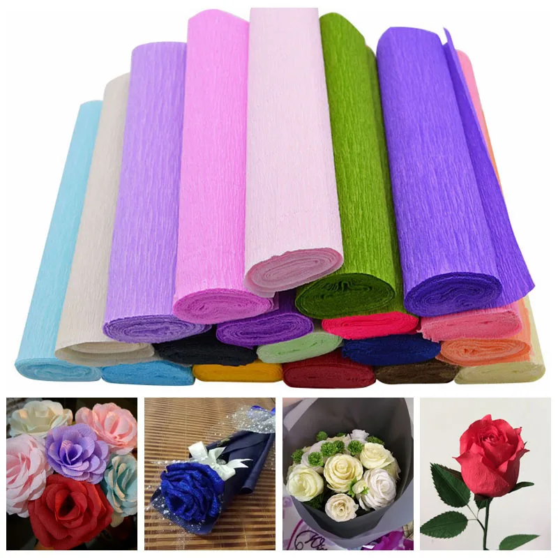 250x25cm 1 rollo DIY flor hacer papeles crepé envolver flores regalos Material de embalaje hecho a mano Diy papel de regalo decoración artesanal