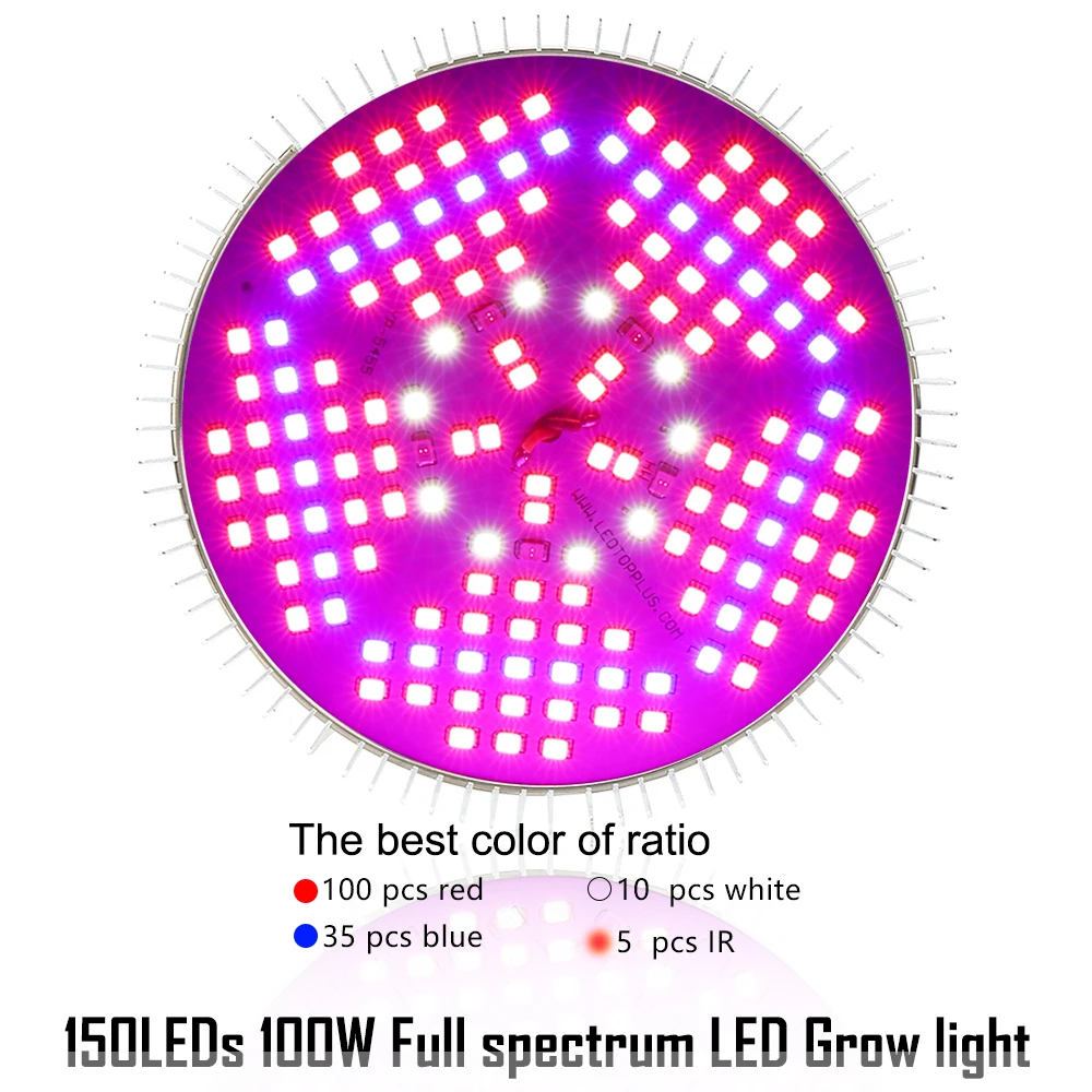 100w espectro completo cresce a luz led 150leds lâmpada planta lâmpada led para plantas flores do aquário sementes jardim legumes com efeito de estufa e27
