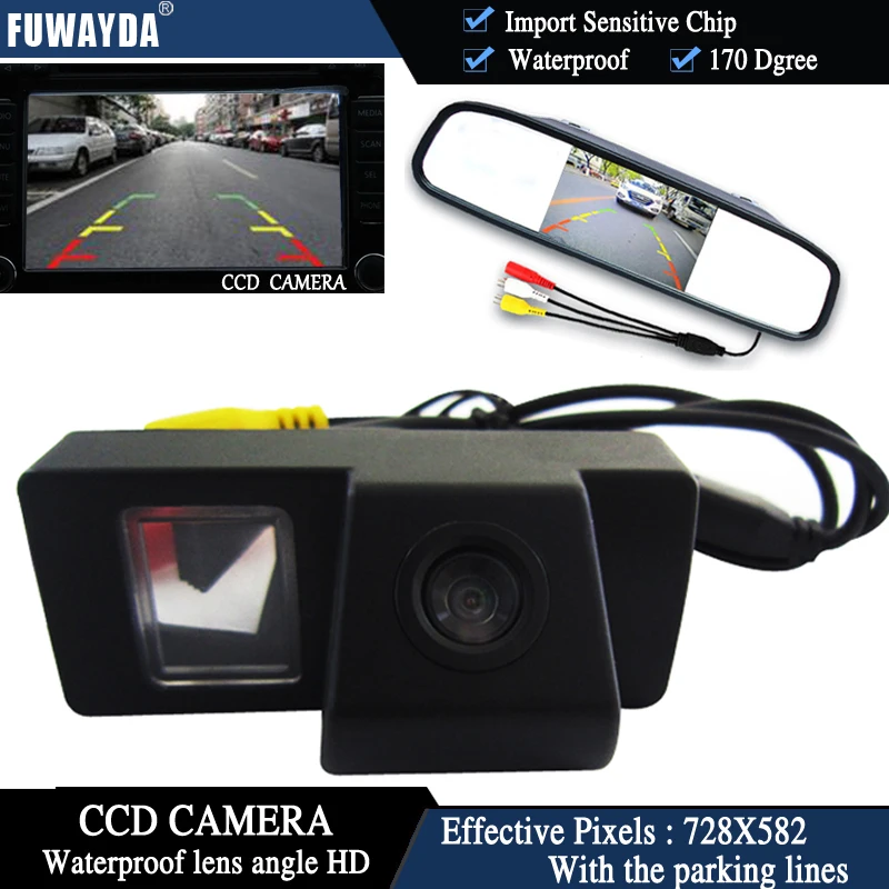 FUWAYDA Color CCD Chip Car Rear View Camera for TOYOTA LAND CRUISER 200 LC200/Toyota REIZ 2009+4.3 Inch  rearview Mirror Monitor