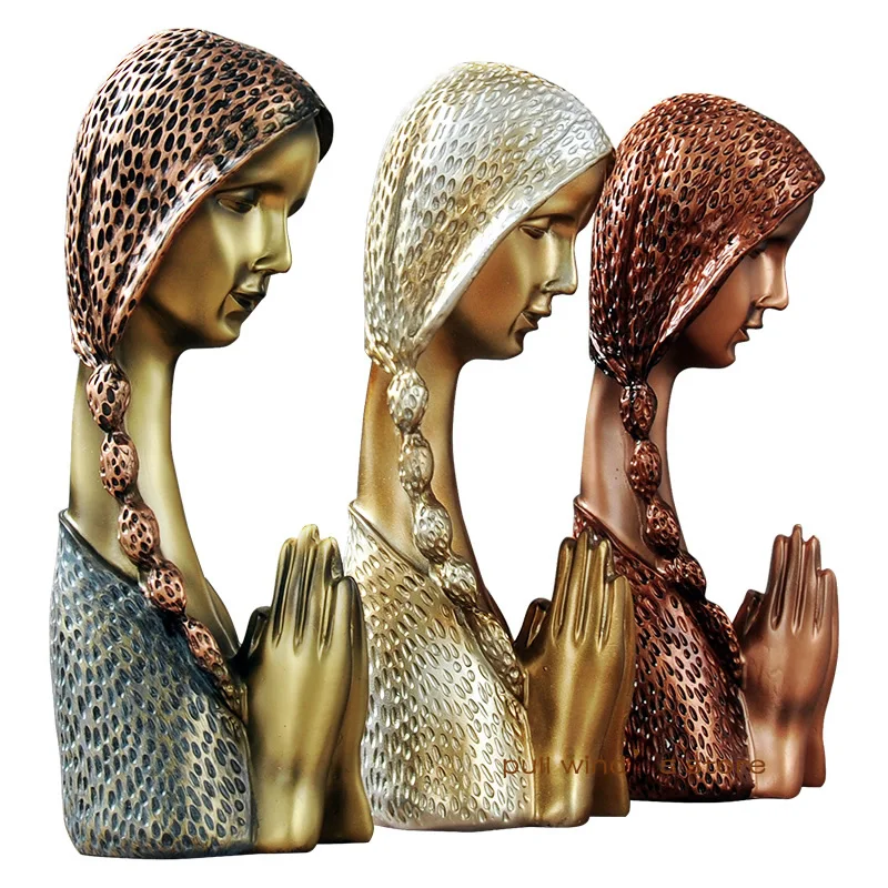

Classic praying girl living room resin sculpture decoration Retro study decoration girl art statue