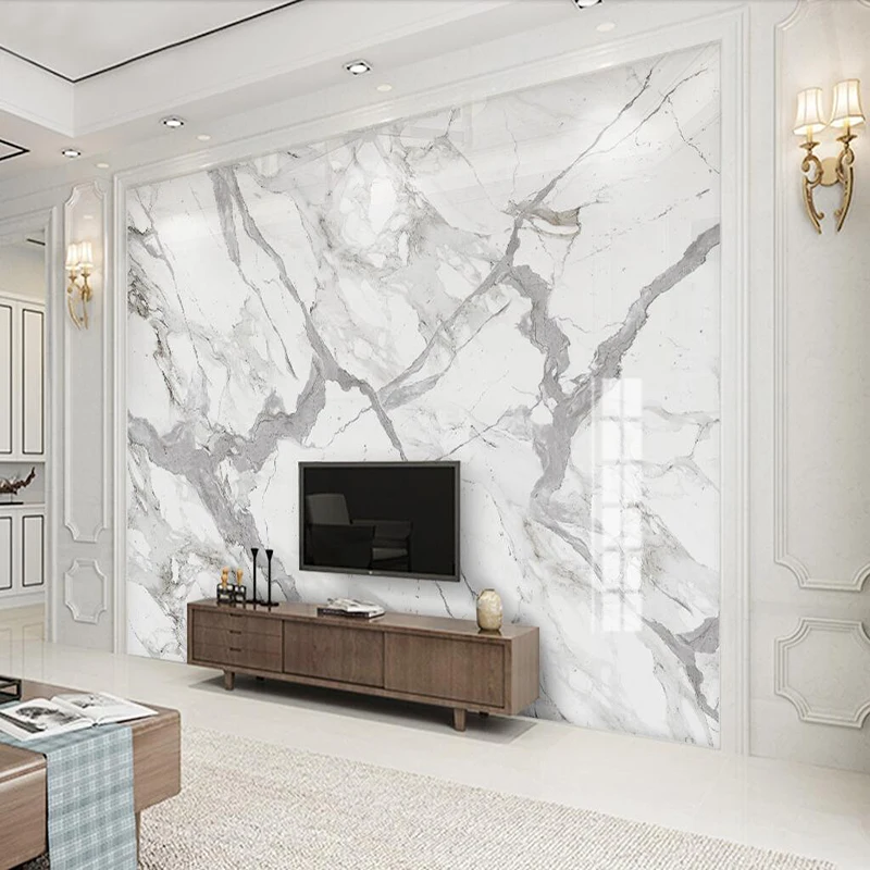 Decorative wallpaper Modern simple white marble background wall