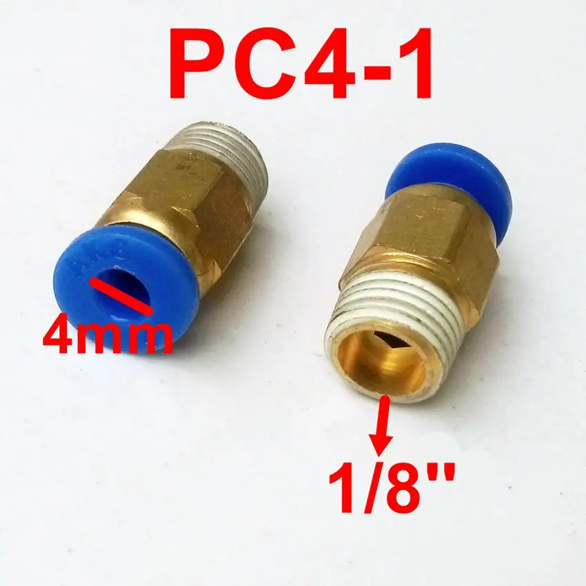 10pcs/lot 4mm Tube 1/8'' Thread Pneumatic Fitting Quick Joint Connector PC4-1