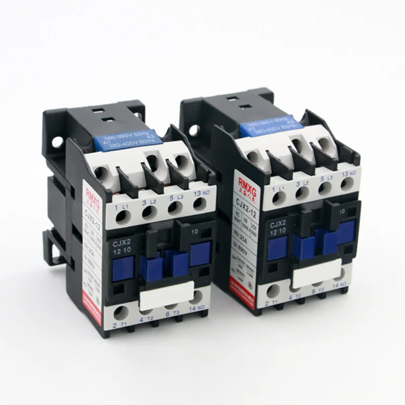 CJX2-1210 0910 AC Contactor 12A 9A 3 Phase 3-Pole NO Coil Voltage 380V 220V 50Hz Din Rail Mounted 3P+1NO Normal Open Contactor