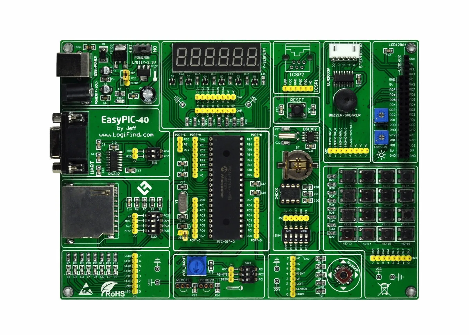 PIC microcontroller learning development board easyPIC-40 + PIC16F877A