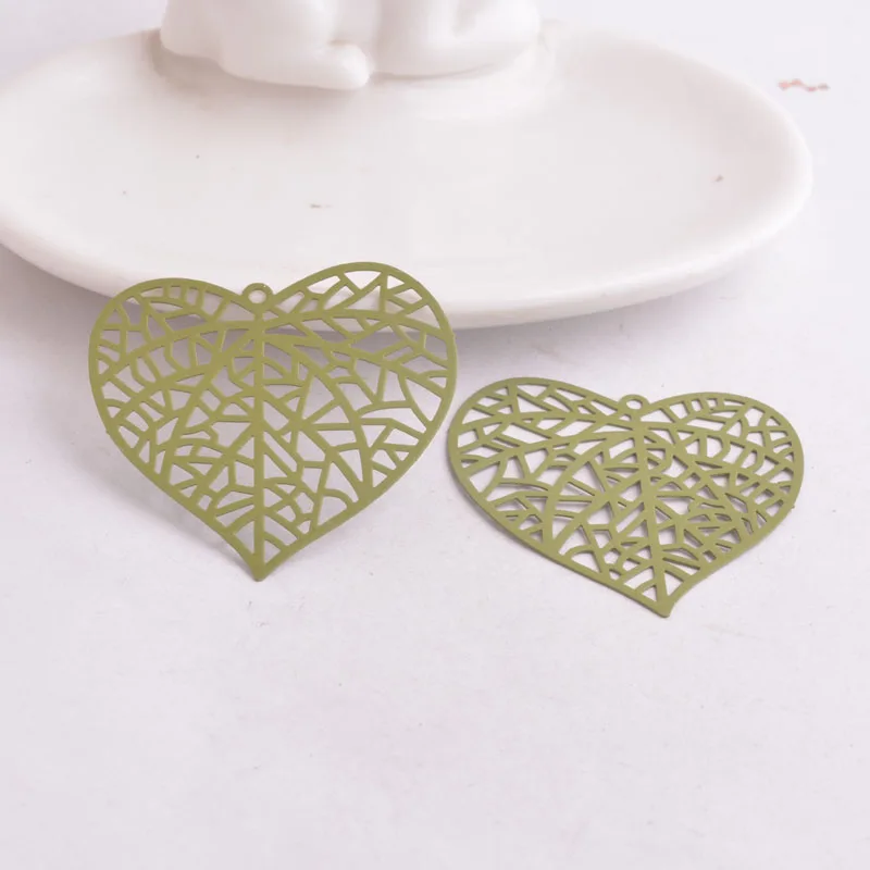 30 Stück AB4966 40*42mm Herzförmige Blattanhänger Blätter-Charms Anhänger – Detail 12
