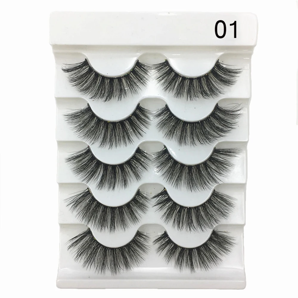 5คู่3D Faux Mink ผมนุ่มขนตาปลอม Fluffy Wispy หนา Lashes Handmade Soft Beauty Eye แต่งหน้าเครื่องมือขยาย DROPSHIP