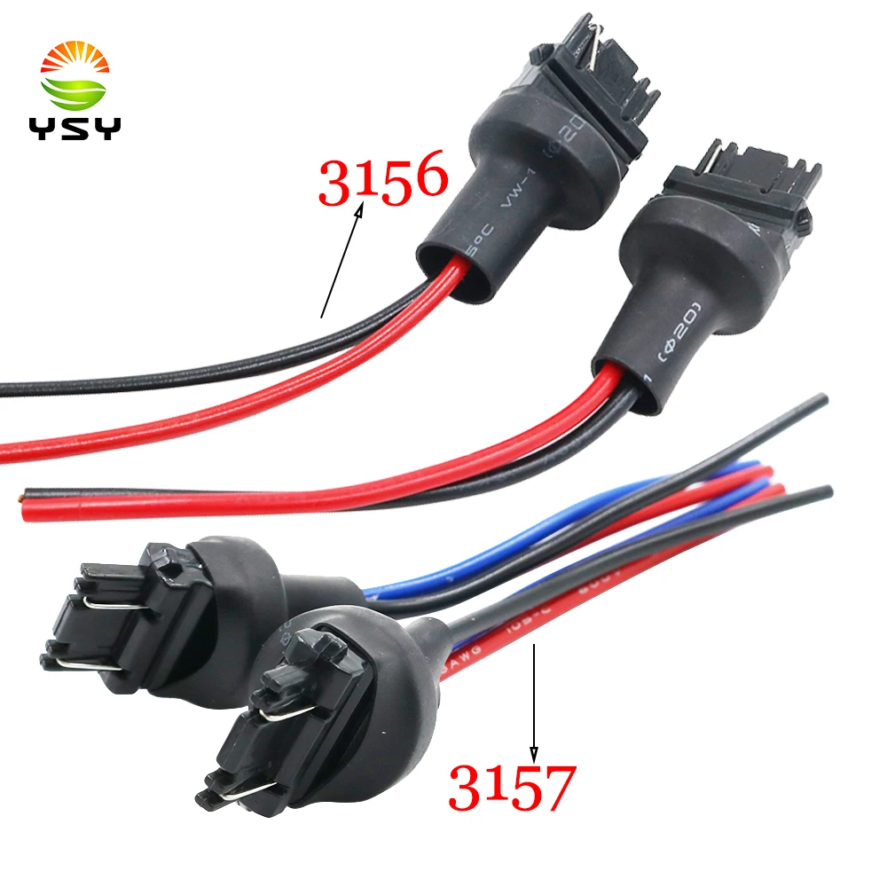 YSY LED 3156 3157 male bulb holder adapters cable Wiring Harness LED Bulb Connector Socket For Headlight Tail Lamp 100PCS