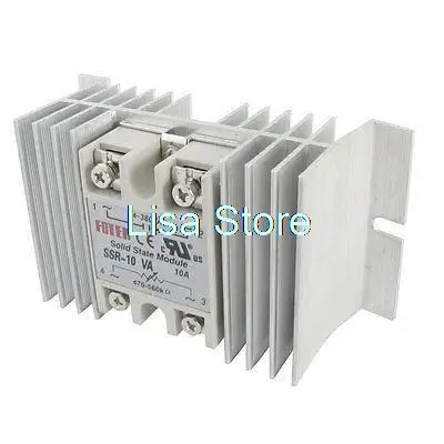 Single Phase Solid State Relay SSR-10VA 10A 24-380V AC 470-560K Ohm w Heatsink