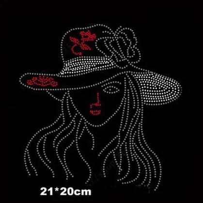 

2pc/lot Nice lovely girl pattern hot fix rhinestone rhinestones fix iron on crystal transfers design sticker