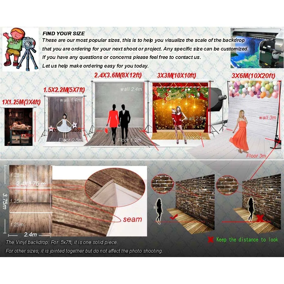home decoration vinyl photography Christmas background Computer Printed children Photography backdrop for Photo studio ST-681