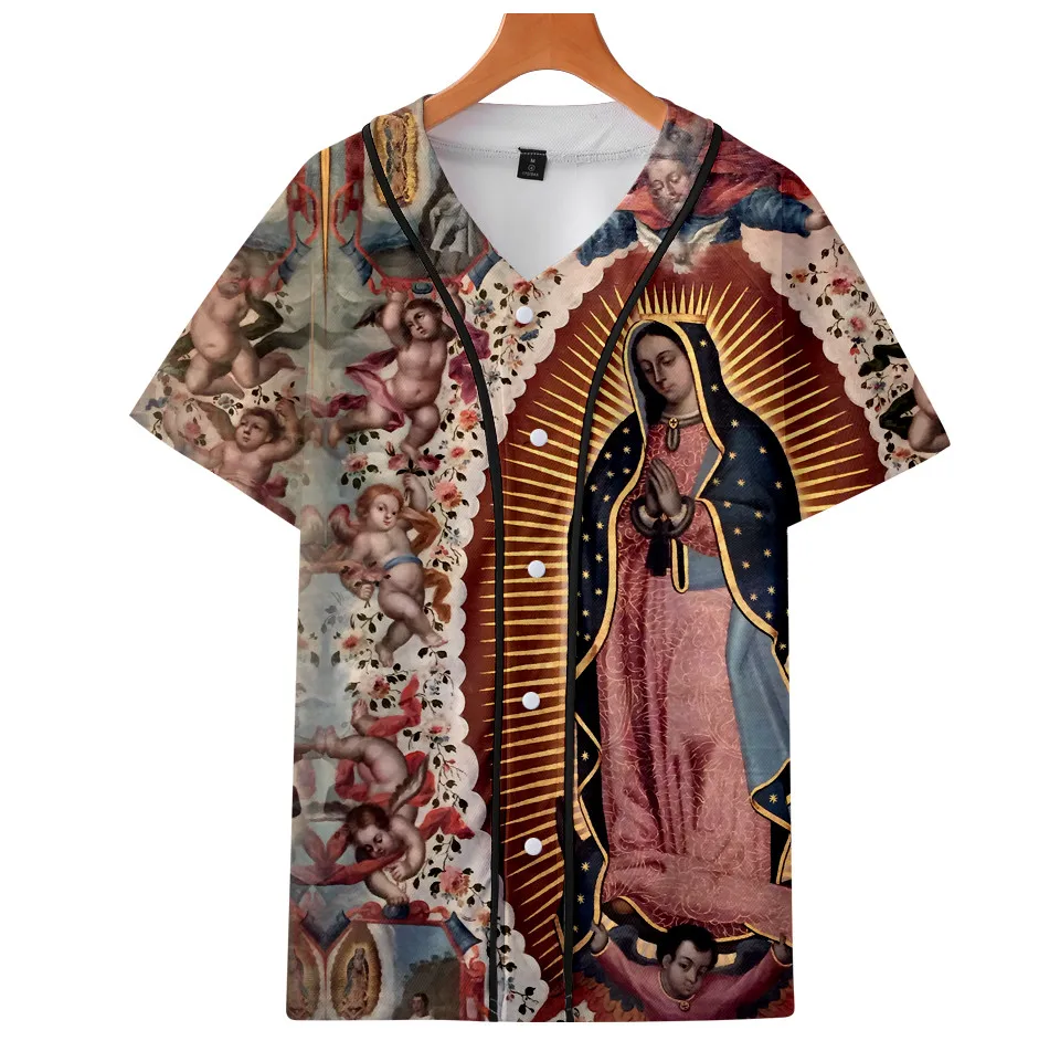 

Our Lady Of Guadalupe Virgin Mary Catholic Mexico Top Quality Casual T Shirt Men Summer Baseball T-shirt Harajuku Tshirt Clothes