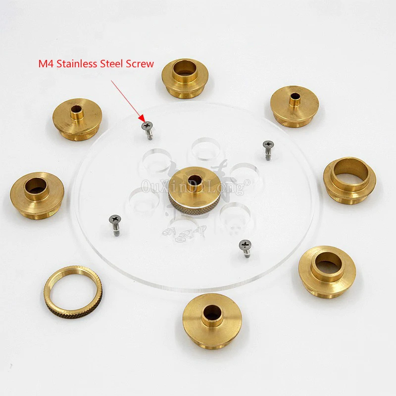 10PCS/Set Brass Router Template Guide Bushings + Set of Round Base Plate JF1759