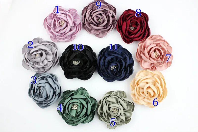 

50Pc 3" Burned flower Newborn Vintage Soft Artificial Fabric Flowers For Headbands Girls Accessories Flat Back