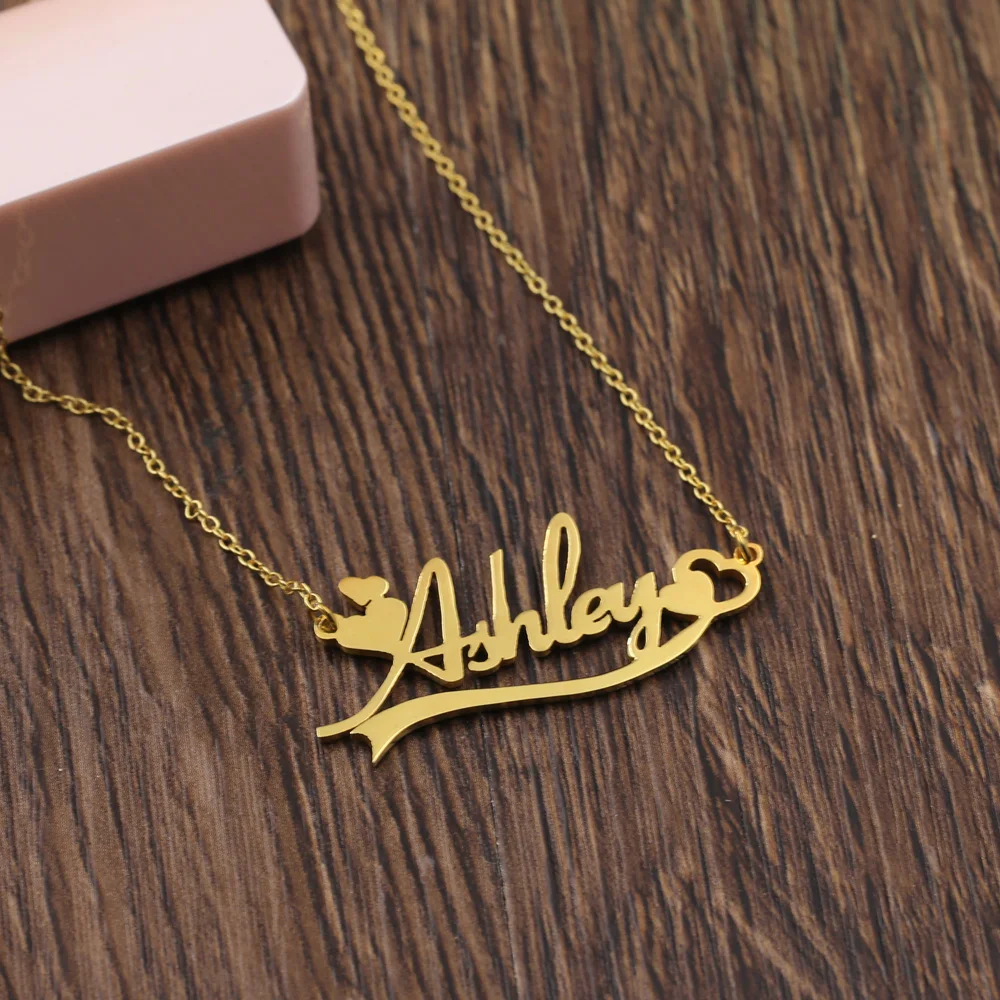 Personalized Rollo Chain Necklaces 925 Solid Silver customized Love Hearts Name Necklace Custom Pendant Necklace