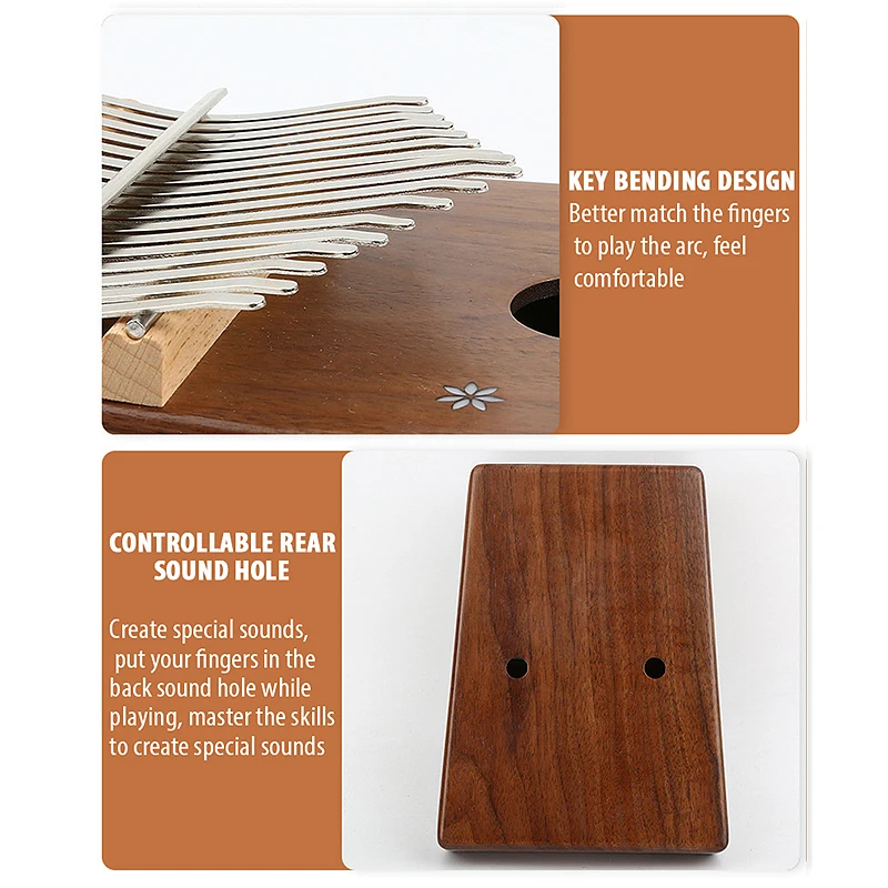 BATESMUSIC Kalimba 17 Phím Ngón Tay Cái Đàn Piano 17 Phím Dễ Chơi Ngón Tay Piano Mbira Chắc Chắn Gỗ Mahogany