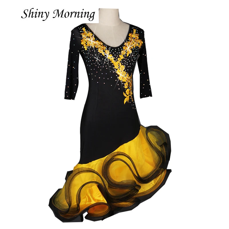 

New style Latin dance costume sexy spandex diamond latin dance competition dress for lady latin dance dresses S-XXXL lq030