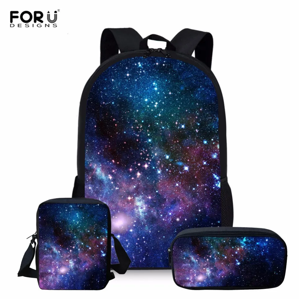 

FORUDESIGNS 3pcs/set Space Galaxy School Bag Sets Toddler Girl Schoolbag Children Bookbag Gifts School Bag Shoulder Bag Mochila