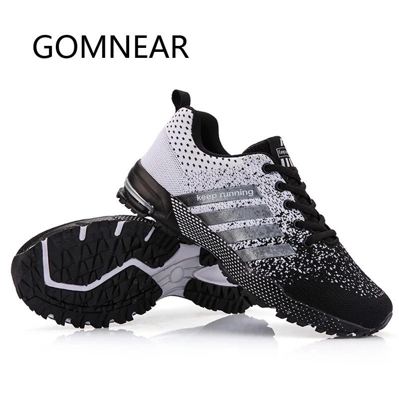 GOMNEAR-chaussures d'extérieur pour Jogging, chaussures de course noires pour hommes, baskets d'athlétisme, grande taille