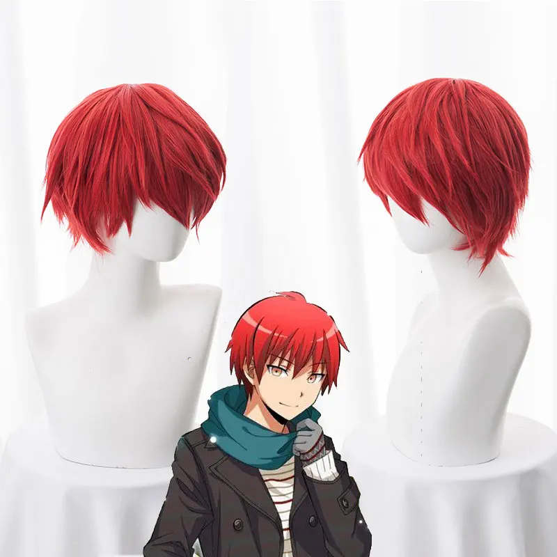 Assassination Classroom Akabane Karma/Akashi Seijuro/Sasori/Gaara Short Flame Red Cosplay Wig Heat Resistant Synthetic Hair