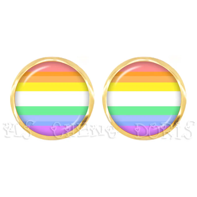Bi Pride Stud Earrings LGBT Earrings Hypoallergenic Ear Nail Gay Pride Jewelry Rainbow Flag Glass Cabochon Earrings Jewelry image 3