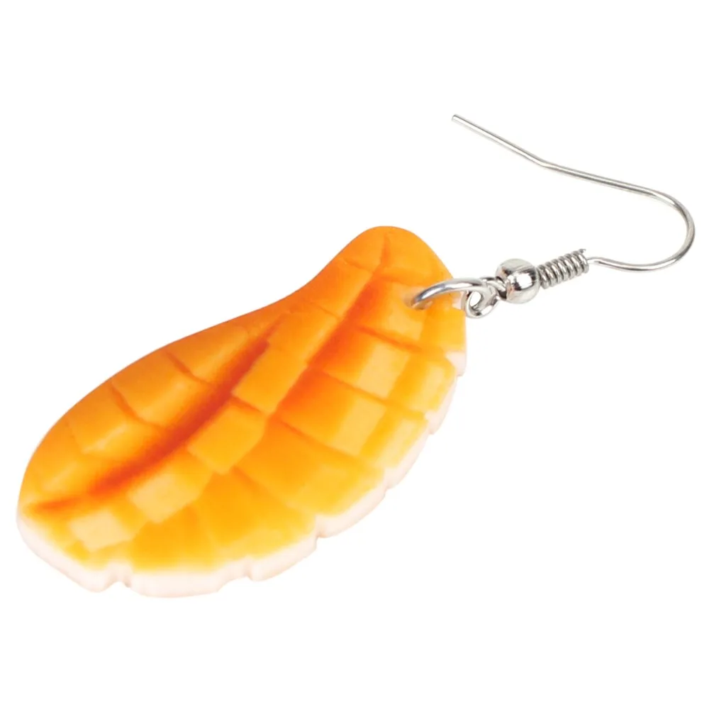 Bonsny Acrylic Big Yellow Mango Earrings Dangle Drop Long Summer Tropic Fruit Food Jewelry For Women Girl Ladies Teens Gift Bulk