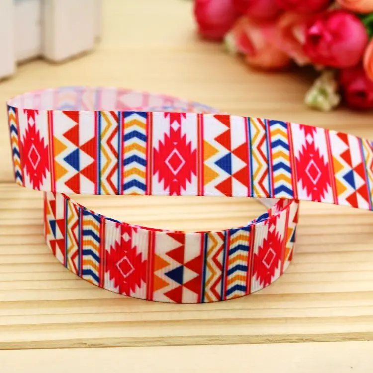 7/8''  aztec printed grosgrain ribbon hair bow headwear party decoration wholesale OEM 22mm H5045