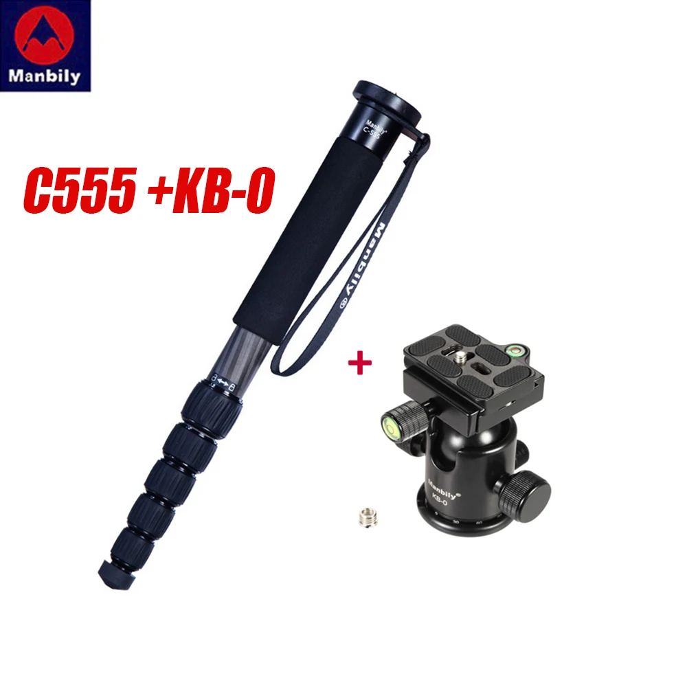 Manbily C-555 professional carbon fiber monopod portable desktop video photography tripod stand ball head for digital SLR camera