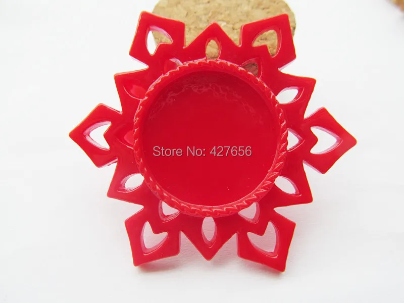 

100pcs AAA Quality Red Flatback Resin Snowflake Charm Finding, Base Setting Tray, for 25mm Picture/Cabochon/Cameo