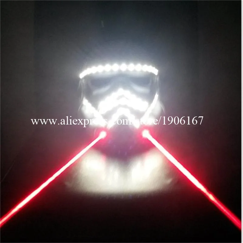 

New Red 2 Lasers Led Light White Color Luminous Flashing Glowing Halloween Mask For DJ Club Party Christmas Decoration