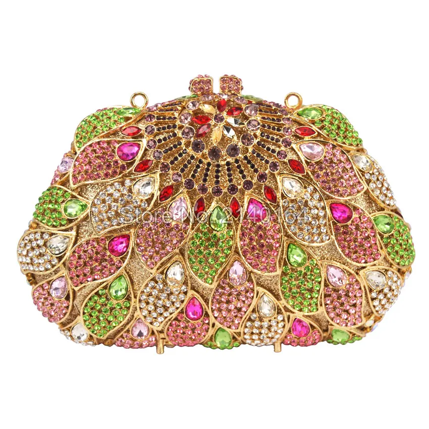 

Crystal Purse 2016 New Style Party Bag Stones Rhinestones Diamond Evening Wedding Box Clutch Handbag Metal Clutches Bag 88411