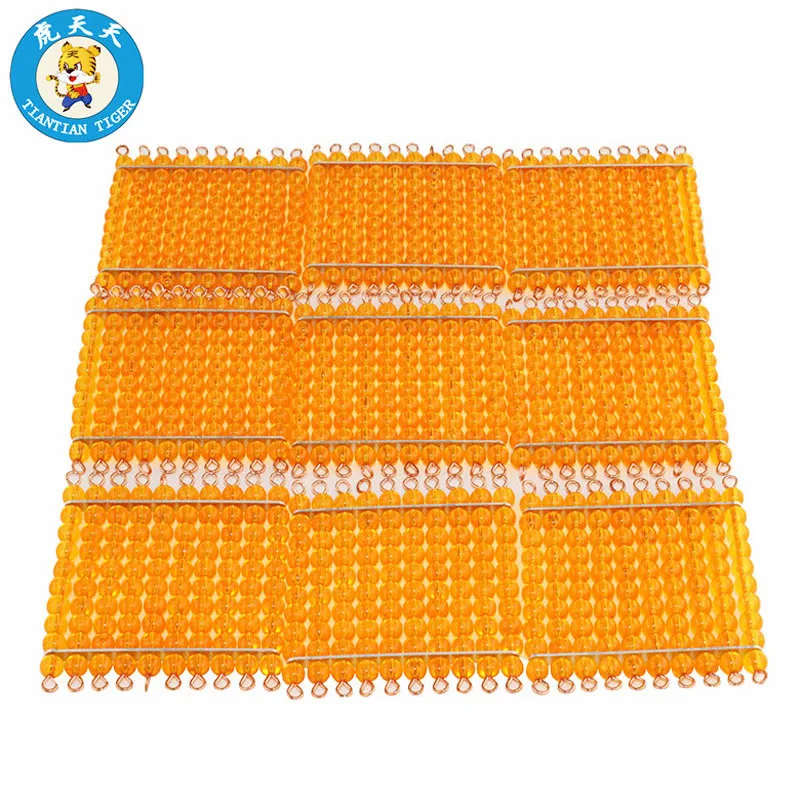 Montessori Baby Toys 3-6 Years Old Early Educational Math Toys Golden Bead Hundred Squares 9 Pcs