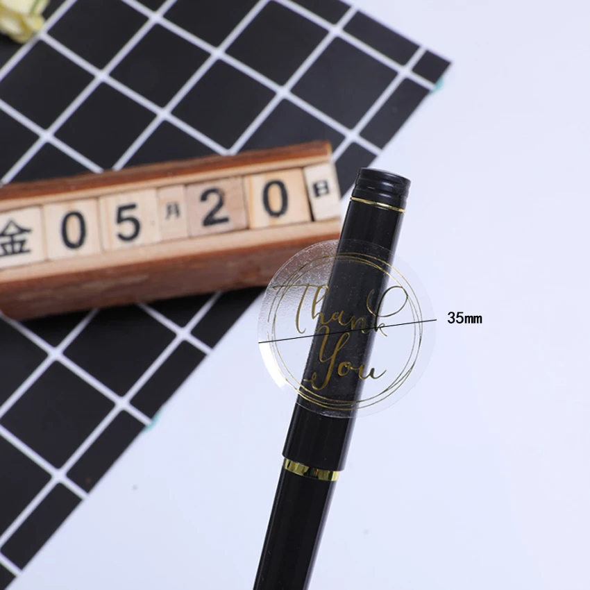 120 teile/los Runde Bronzing danke kraft Papier Label Aufkleber Für Handgemachte Produkte DIY Transparent Kuchen Verpackung Label