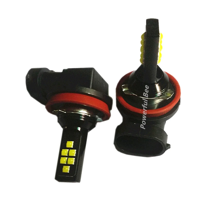 자동차 헤드라이트 안개등, DRL 전구, 2 x H8, H11, 24W, 화이트, 골든, 옐로우, 3030SMD LED, 12V