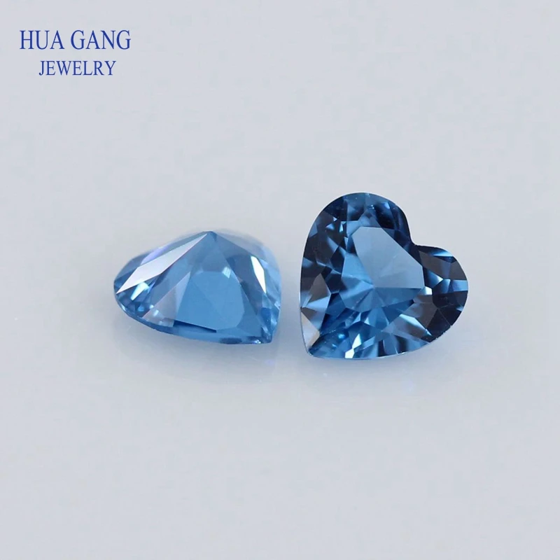 120# Spinel Blue Heart Shape Brilliant Cut Synthetic Spinel Stone For Jewelry Size 3x3-10x10mm