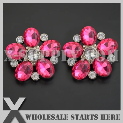 RB1051M Star Acrylic Rhinestone Sara Button with Shank for Flower Center,Bridal Headband