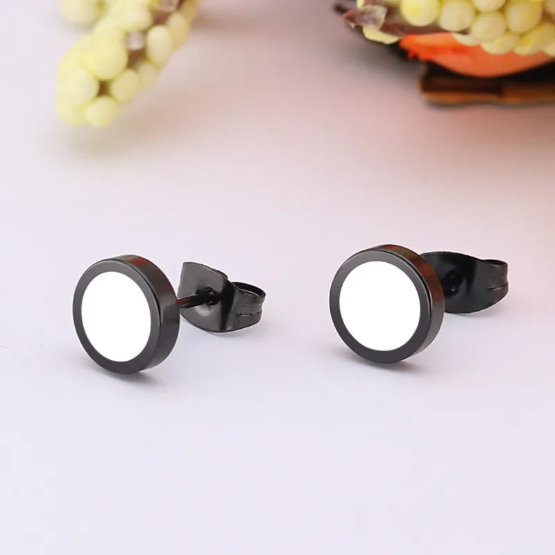 High Grade Round Shape Vintage Stud Earrings for Men Women Unisex Trendy Party Stainless Steel Ear Jewelry Gift