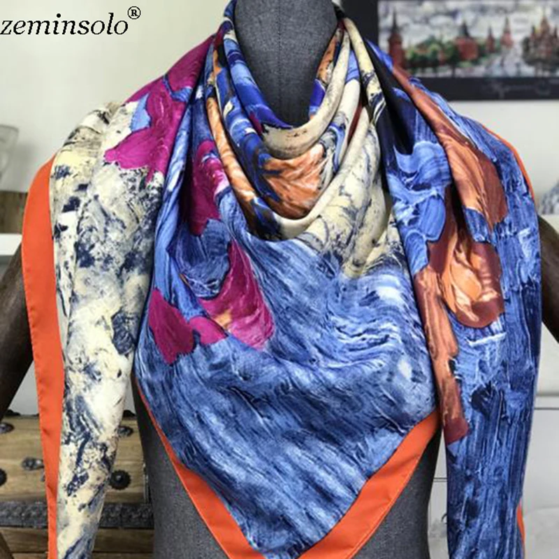 New Women Square Silk Scarf Luxury Designer Brand Ladies Scarves For Women Female Bandana High Quality Shawls Stoles Girl Gifts