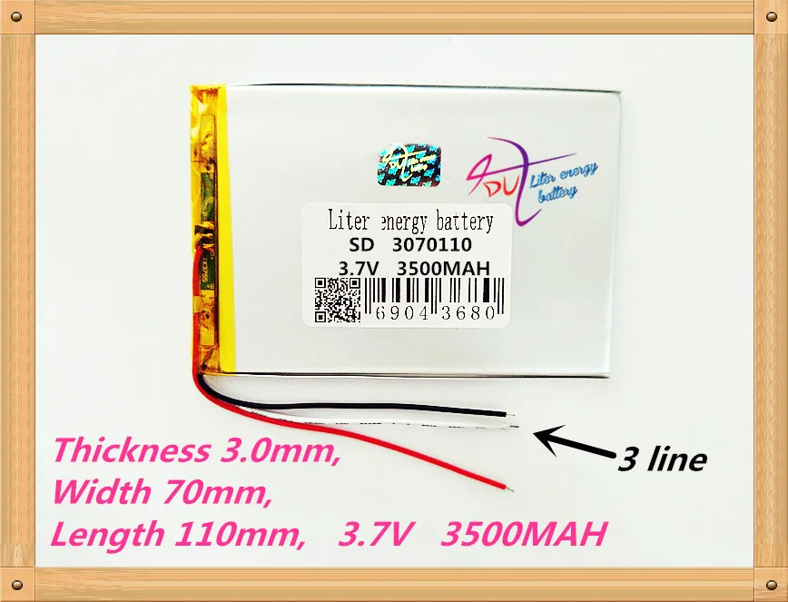 Batería Universal de iones de litio para Tablet PC, 3 líneas, 3070110, capacidad 3070110, 3,7 V, 3500mA, 7 pulgadas, 8 pulgadas, 9 pulgadas