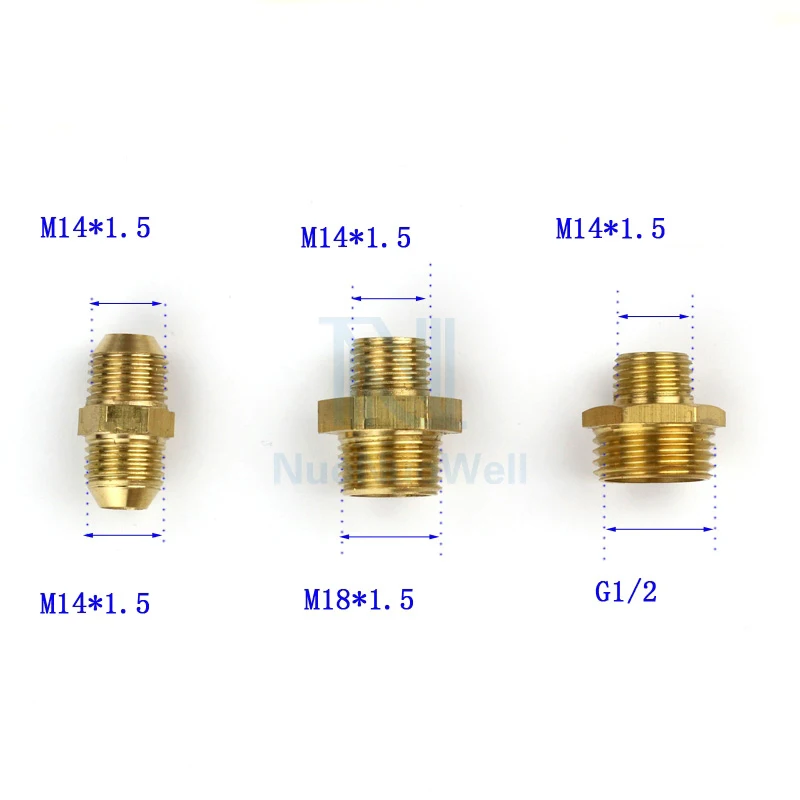 NuoNuoWell-tubo de cobre macho hembra, rosca de tornillo, conector reductor, adaptador de latón, M14, M18, M22, 1/2 pulgadas, 1 unidad