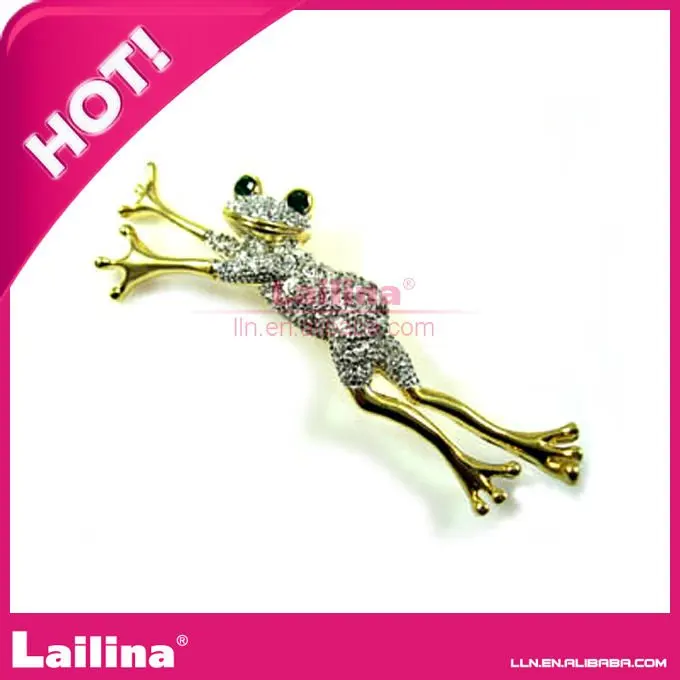 

fashion funny frog design rhinestone brooches free shipping