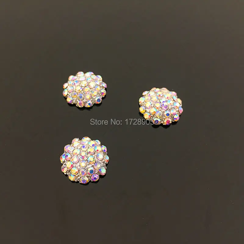 Nail Art Decoration 10pcs 13mm 13x13mm DIY Flat Back AB Crystal Round Scrapbook Craft Button Embellishment Wedding Accessories