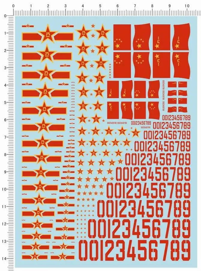 1/72 1/144 1/350 1/700 China ARMY Military Red Star Flag Figures Marine Decal