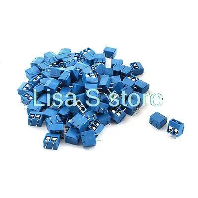 

100pcs DG301 2P Plug-in Screw Terminal Block Connector 5.08mm Pitch Blue