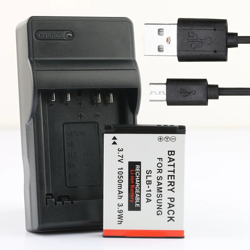 LANFULANG SLB-10A SLB10A Battery and Charger for Samsung Digital Cameras WB150F WB151 WB500 WB550 WB700 WB710 WB750 WB850 WB850F