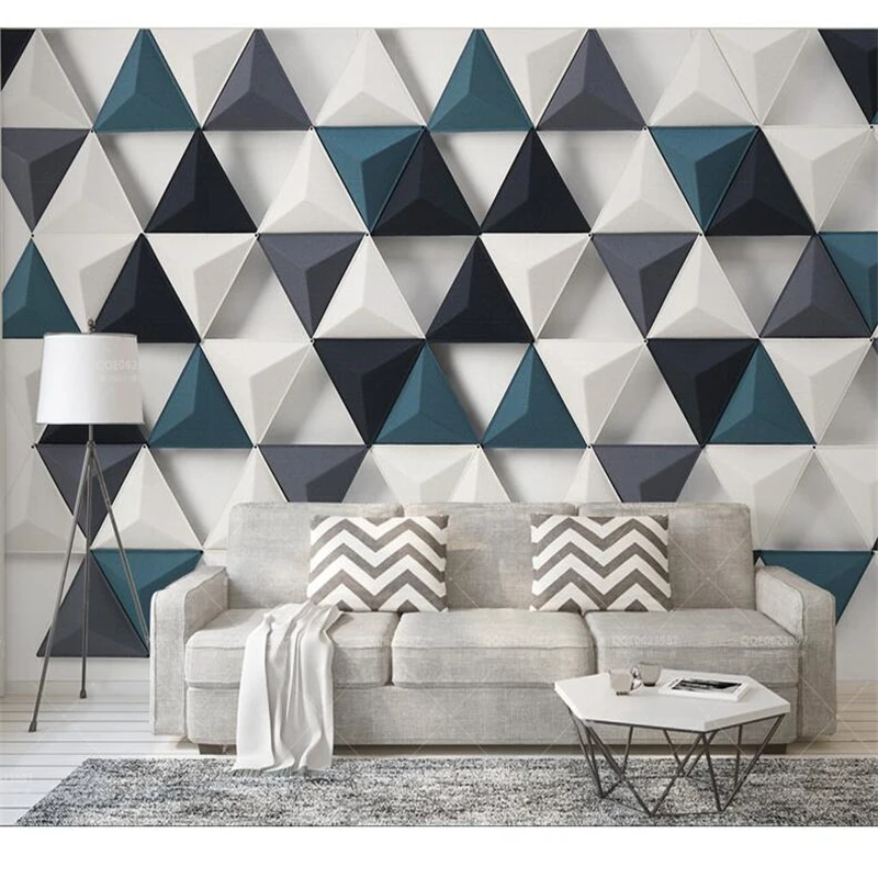 

wellyu papel de parede para quarto Custom wallpaper Fashion Nordic modern simple 3d stereo triangle TV wall papier peint