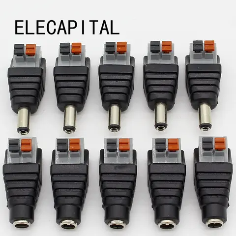 DC Male and Female Connectors 2.1x5.5mm 10 pcs ELECAPITAL